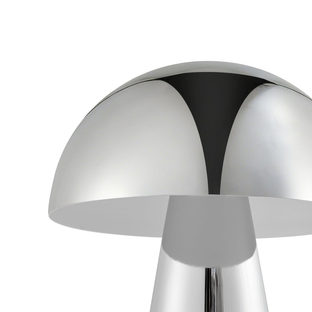 Lampe de table LED rechargeable Lindby Nevijo, chrome, Ø 20 cm, USB, variateur — détail de l’abat-jour — photo fabricant