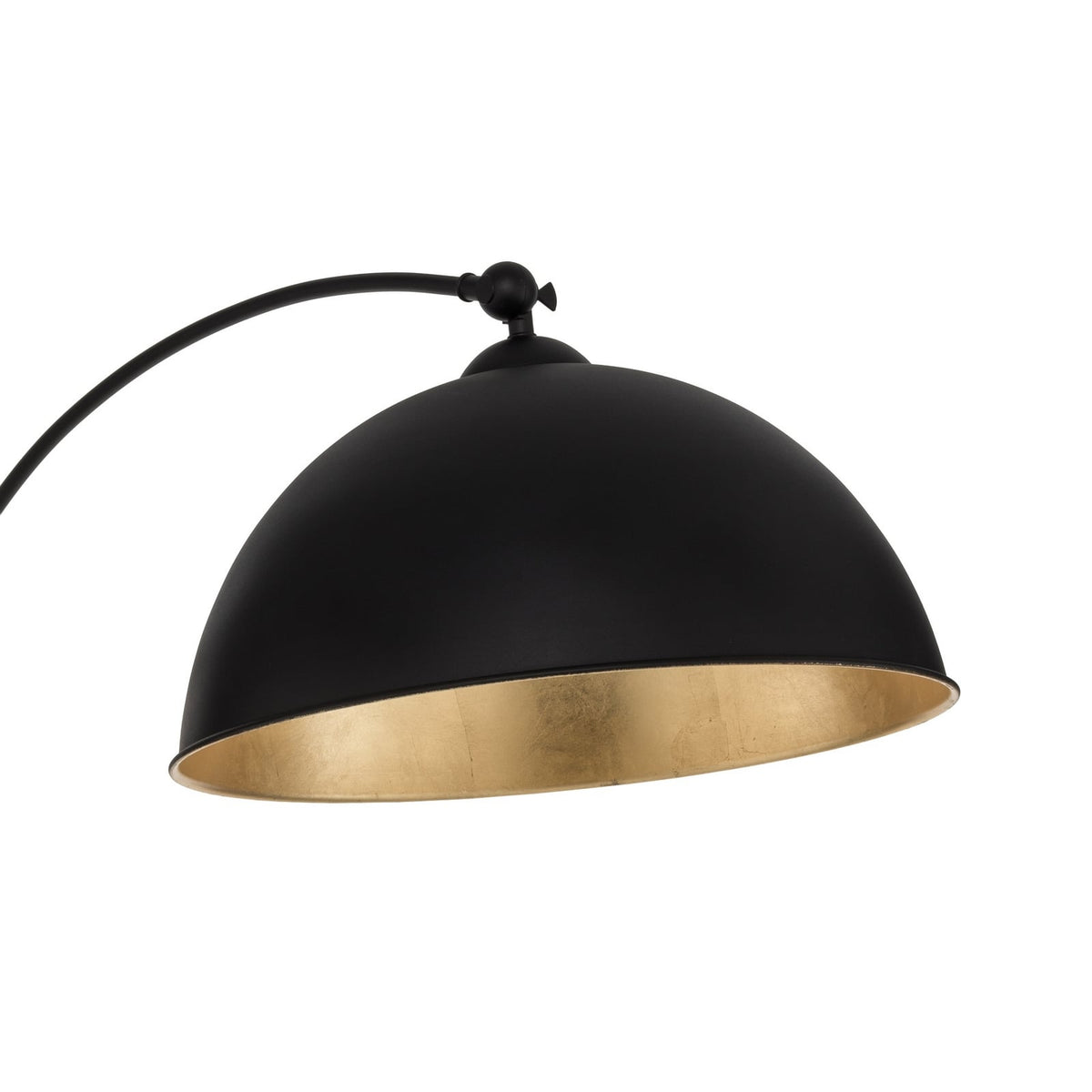 Lampadaire arqué Jonera de Lindby, noir, métal, E27, hauteur 185 cm — profil de l’abat-jour — photo fabricant