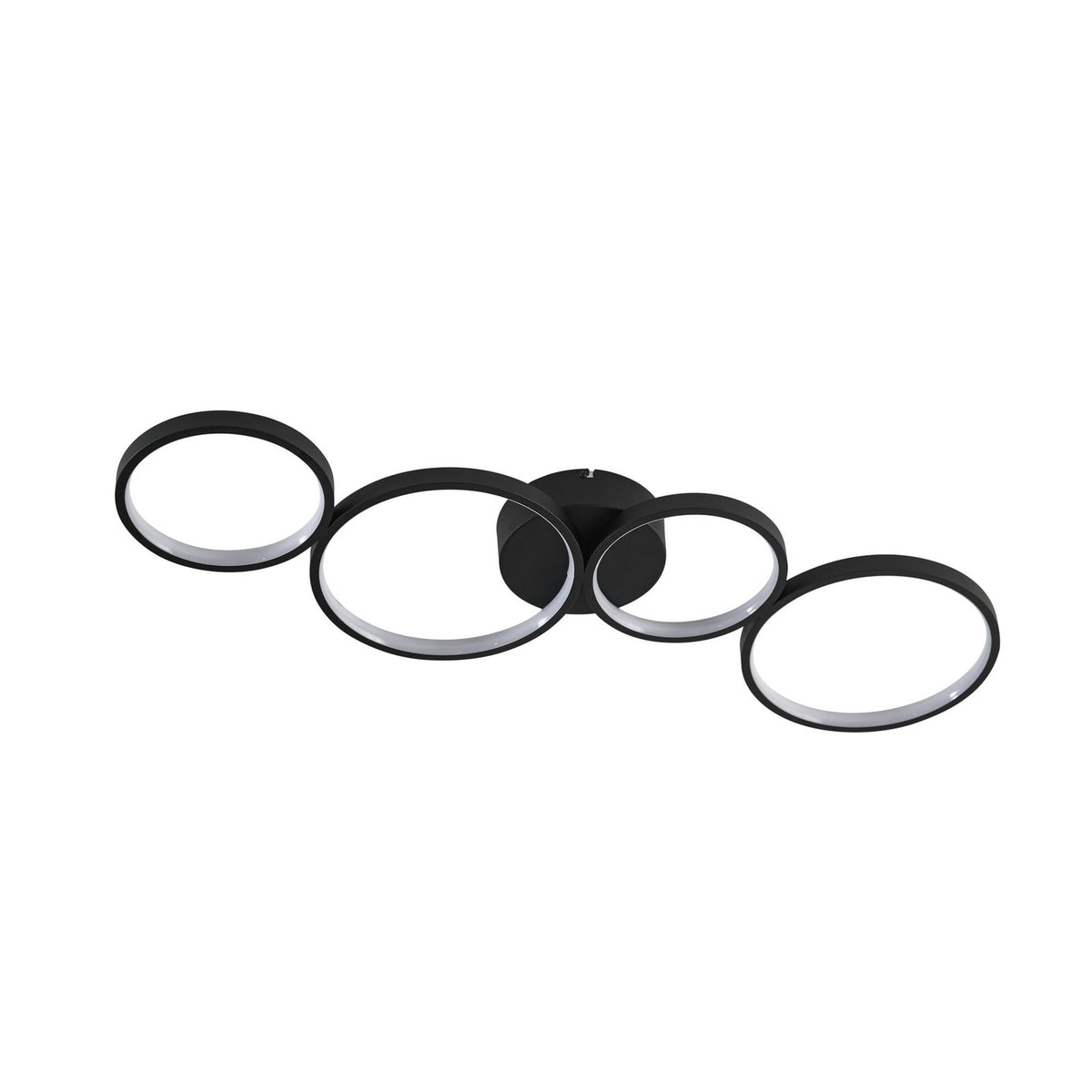 Lindby Plafonnier LED Evengeline, noir, aluminium, 88 cm — vue générale éteinte — photo fabricant