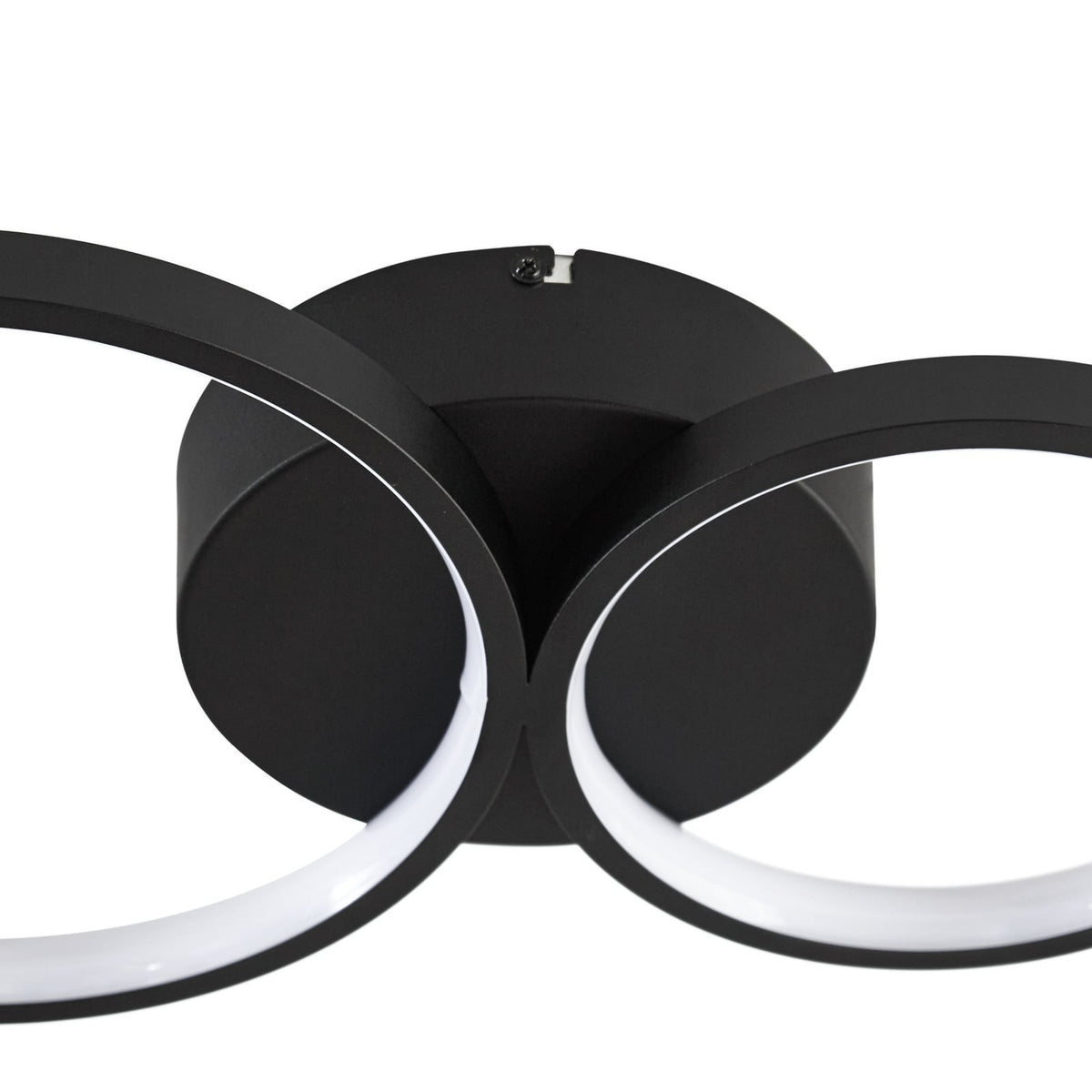 Lindby Plafonnier LED Evengeline, noir, aluminium, 88 cm — boîtier central — photo fabricant
