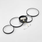 Lindby Plafonnier LED Evengeline, noir, aluminium, 88 cm — face arrière et fixation — photo fabricant