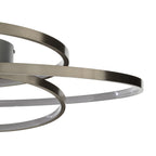 Plafonnier LED Lindby Joline, Ø 60 cm, couleur nickel, métal — détail des anneaux — photo fabricant