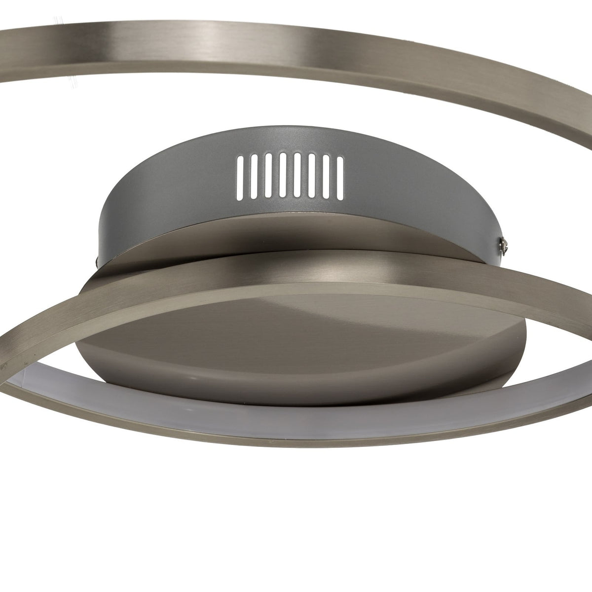 Plafonnier LED Lindby Joline, Ø 60 cm, couleur nickel, métal — boîtier central — photo fabricant