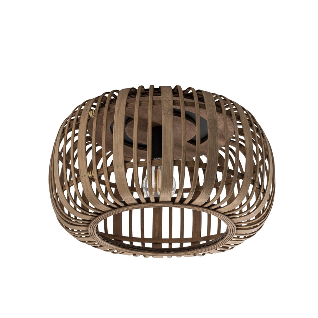 Lindby plafonnier Canyana, naturel, rotin, Ø 40 cm — vue de dessous — photo fabricant