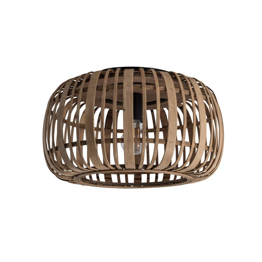 Lindby plafonnier Canyana, naturel, rotin, Ø 40 cm — vue de trois quarts — photo fabricant