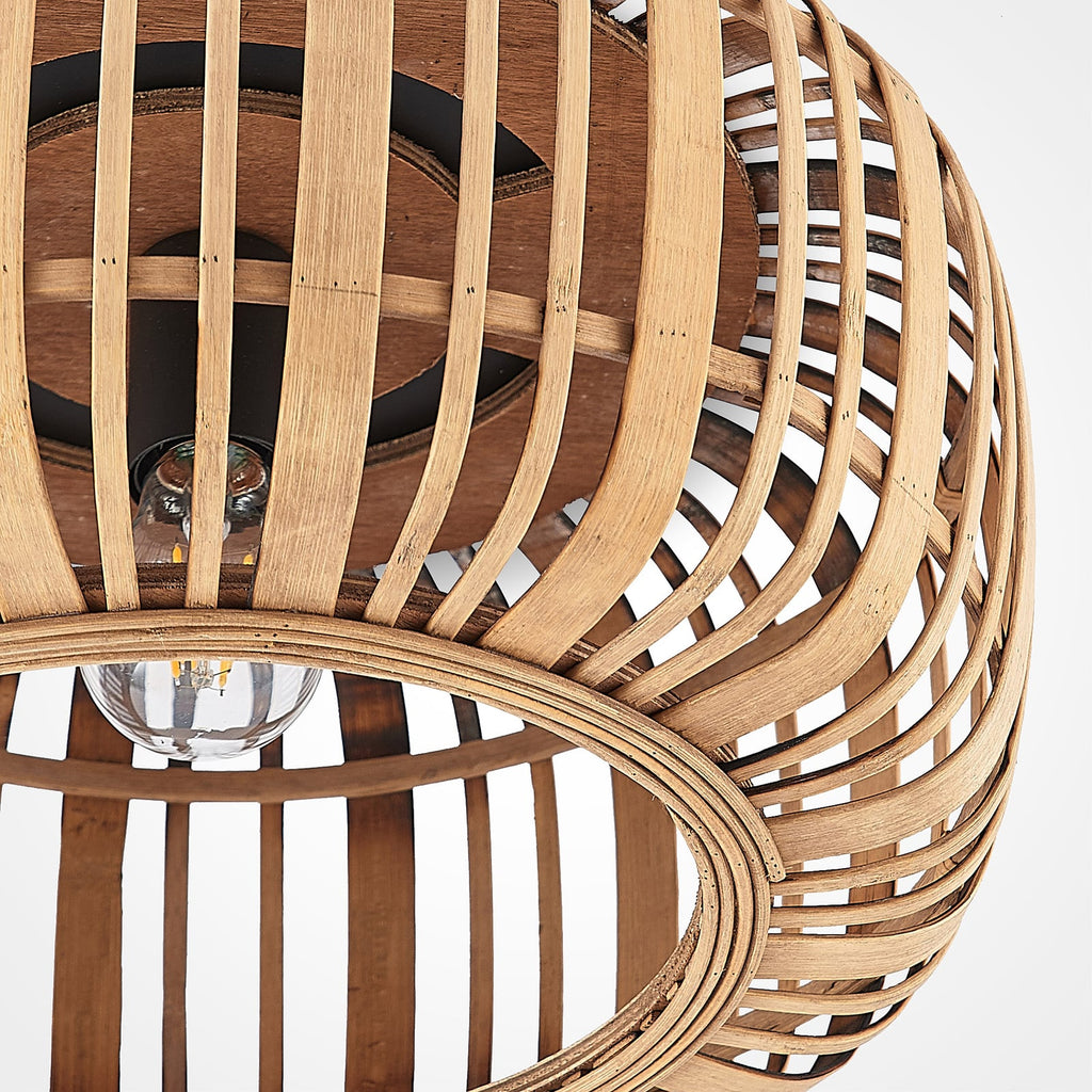 Lindby plafonnier Canyana, naturel, rotin, Ø 40 cm — structure intérieure — photo fabricant