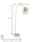 Lindby lampe à arc Moisia, couleur laiton, métal — dimensions du modèle — photo fabricant