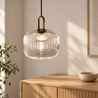 Suspension à abat-jour côtelé — vue complémentaire du luminaire