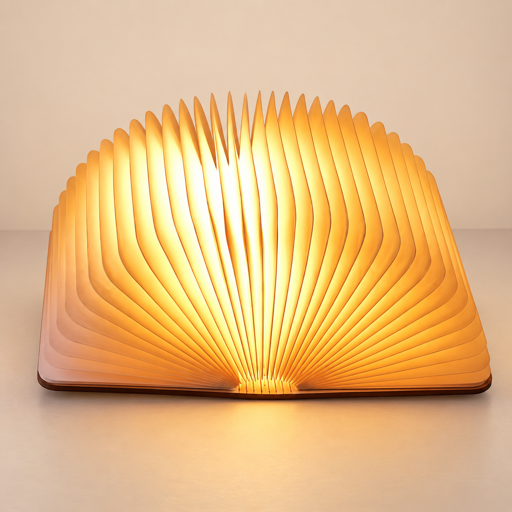 Lampe Livre ouverte, pages plissées à lumière chaude
