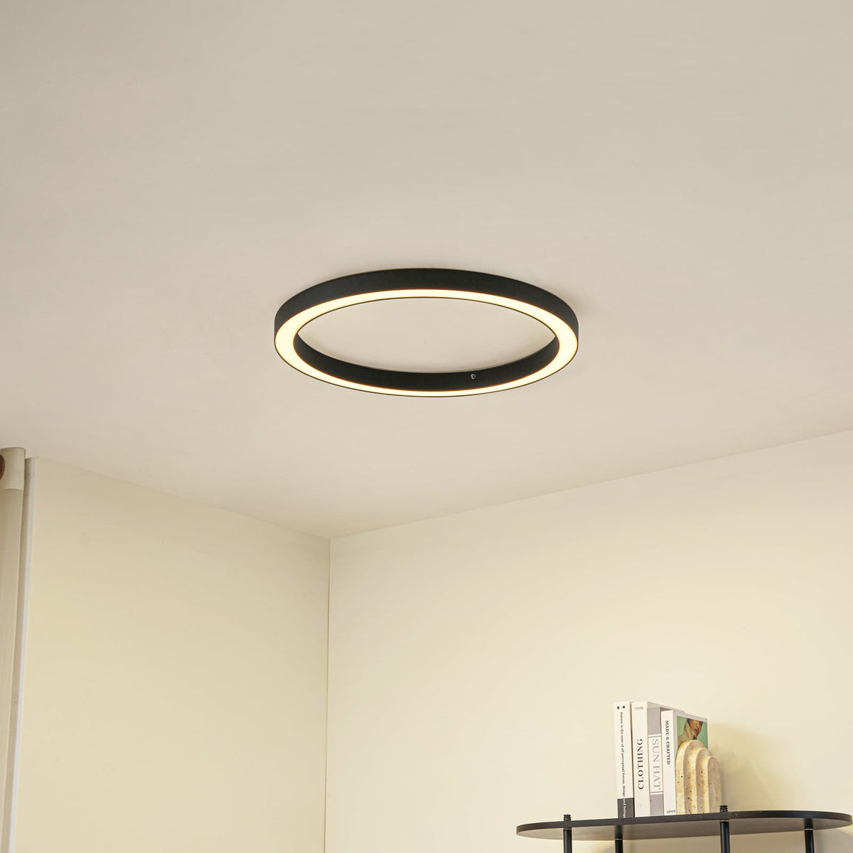 Plafonnier LED Lucande Neor, noir, Ø 60 cm, CCT, à intensité variable — vue 2, référence 10040175