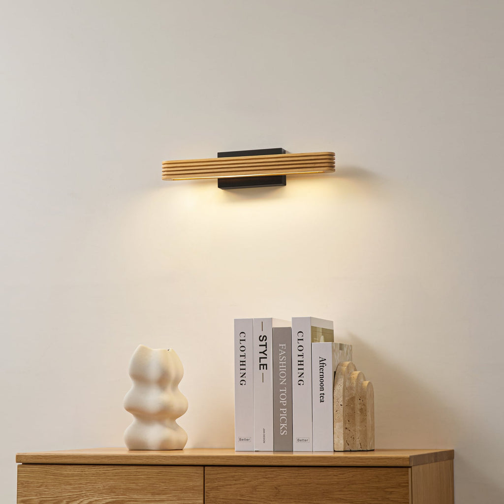 Applique murale LED Lucande Lieske, 40 cm, bois, noir — vue 2, référence 10040814