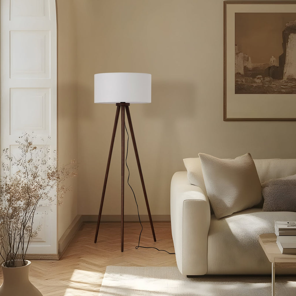 Lindby lampe sur pied Charlia, blanc, bois de noyer, hauteur 150 cm — vue 3, référence 10041730