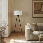Lindby lampe sur pied Charlia, blanc, bois de noyer, hauteur 150 cm — vue 3, référence 10041730