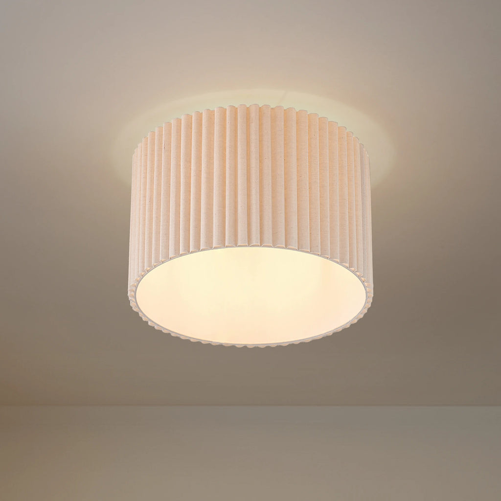 Plafonnier Lindby Libbie, Ø 45 cm, lin, couleur crème — vue 1, référence 10041971