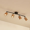 Spot pour plafond Lindby Stralino, à 4 lampes, longueur 60 cm, bois — vue 1, référence 10042012