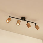 Spot pour plafond Lindby Stralino, à 4 lampes, longueur 60 cm, bois — vue 1, référence 10042012