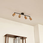 Spot pour plafond Lindby Stralino, à 4 lampes, longueur 60 cm, bois — vue 3, référence 10042012