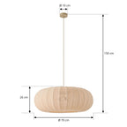 Suspension Lindby Helin, beige, Ø 70 cm, textile, 3 x E27 — vue 3, référence 10043497