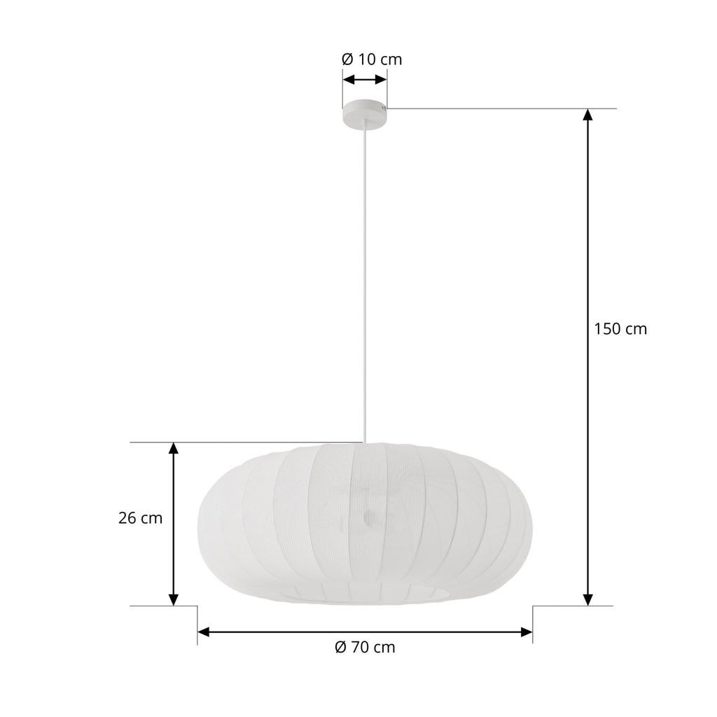 Suspension Lindby Helin, blanche, Ø 70 cm, textile, 3 x E27 — vue 3, référence 10043498