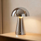 Lampe de table LED rechargeable Lindby Nevijo, chrome, Ø 20 cm, USB, variateur — vue 1, référence 10044190