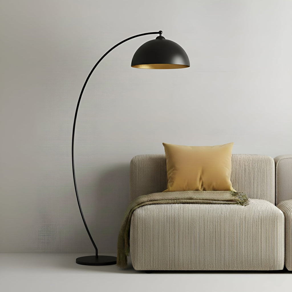 Lampadaire arqué Jonera de Lindby, noir, métal, E27, hauteur 185 cm — vue 2, référence 9621154