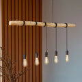 Lindby suspension Rome, 5 lampes, bois, corde, noir, 116 cm — vue 1, référence 9626190