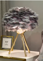 Lampe sur trépied, abat-jour gris
