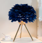 Lampe sur trépied, abat-jour bleu