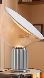 Lampe à coupe inclinée, pied argenté