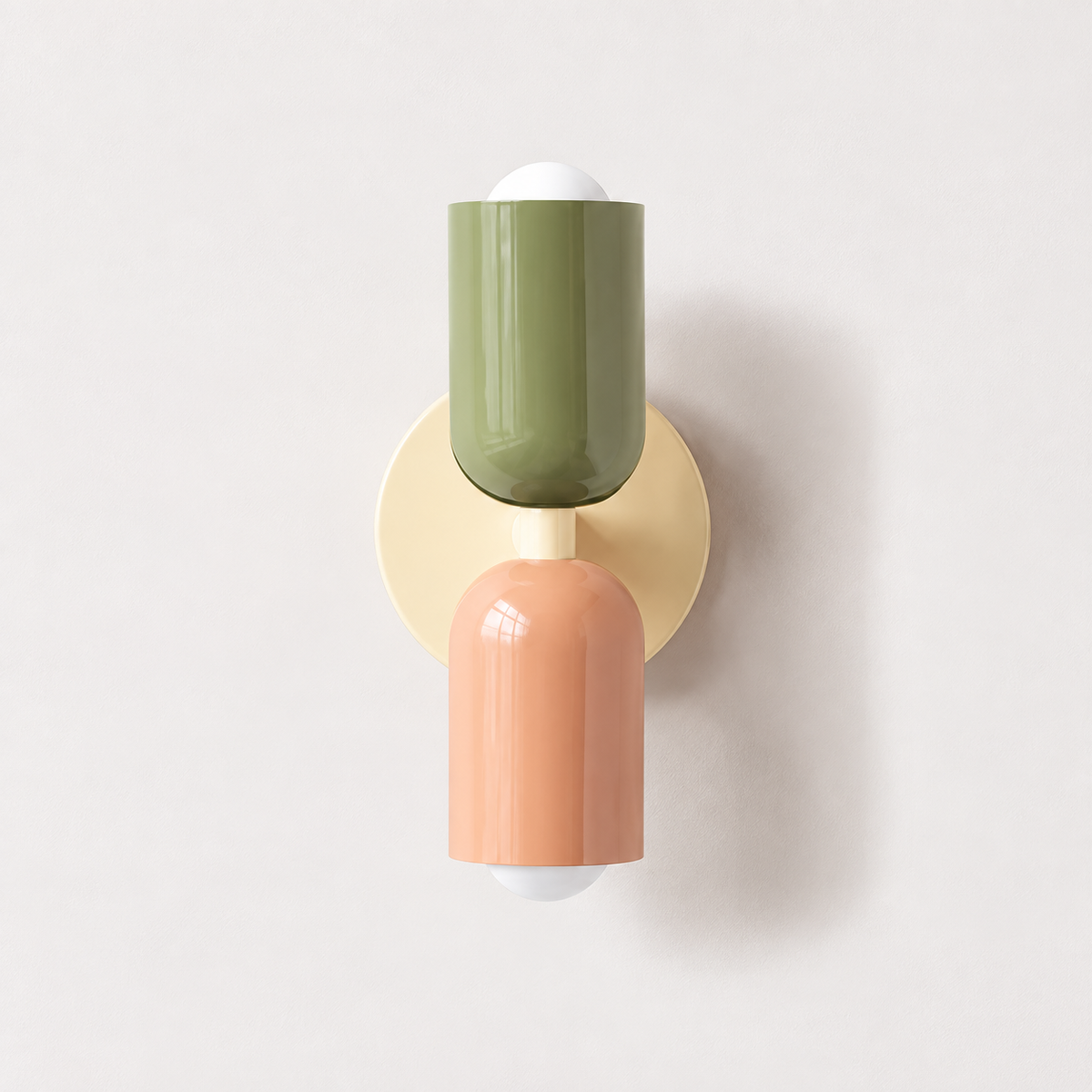 Mosaïque — support blanc, haut vert et bas rose
