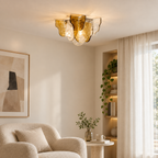 plafonnier-ambre — verre ambré et transparent, vue latérale