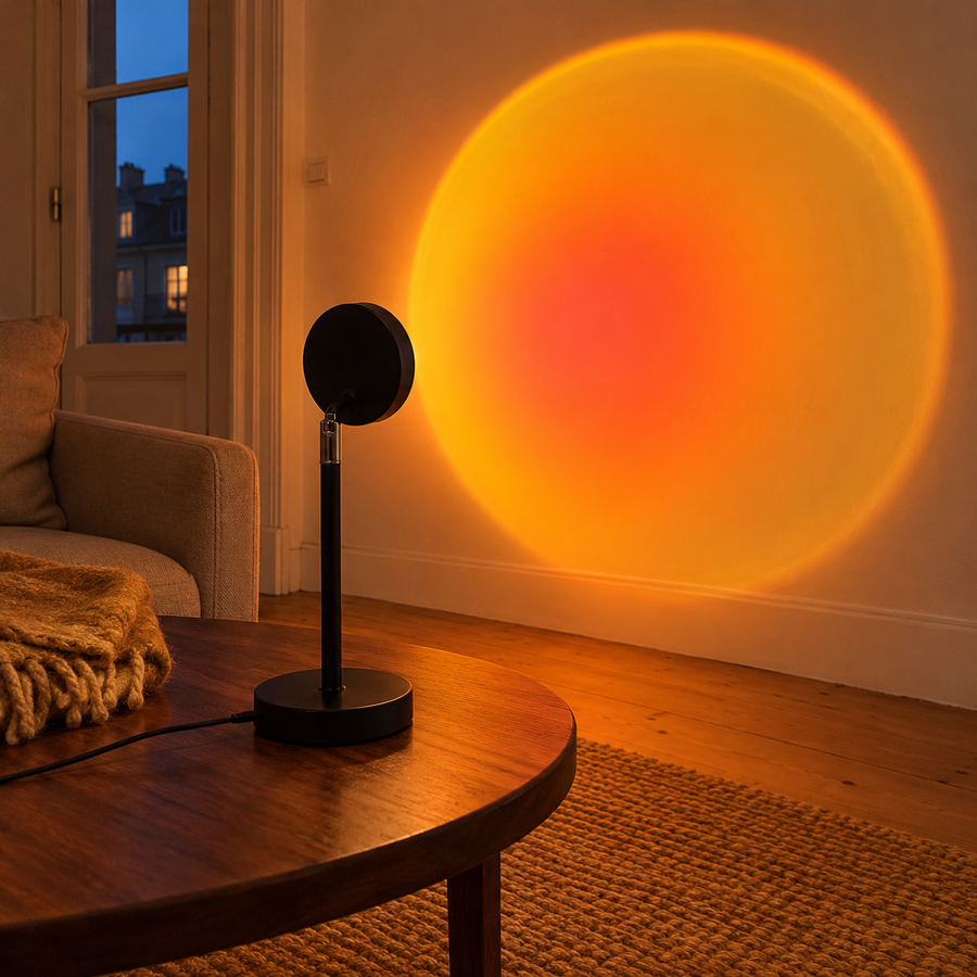 Photo d’ambiance créée : Crépusia dans un intérieur habité.