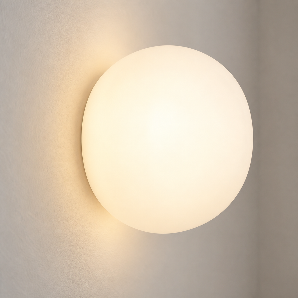 ronde — verre opalin blanc — vue complémentaire 2, mise en scène générée