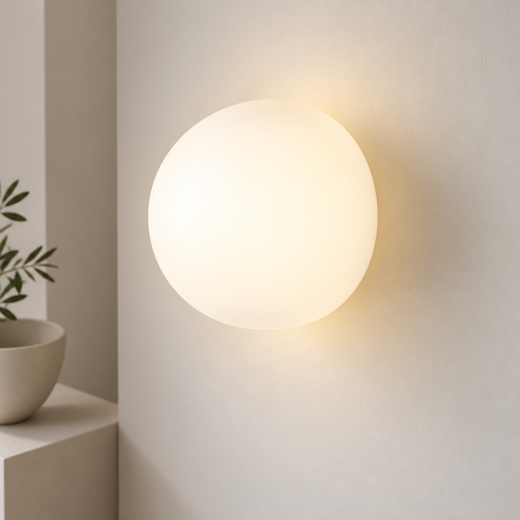 ronde — verre opalin blanc — vue complémentaire 5, mise en scène générée