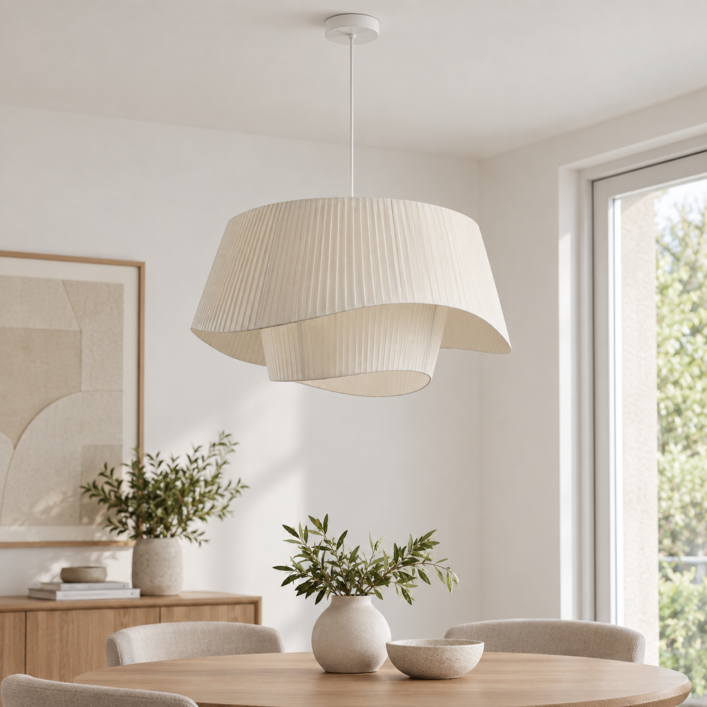 ruban — tissu plissé ivoire, vue éteinte en lumière naturelle