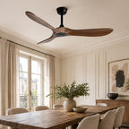 Ventilateur de plafond — Noir et brun — salle à manger — mise en scène illustrative 3