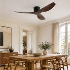 Ventilateur de plafond — Finition bois foncé — salle à manger — mise en scène illustrative 3