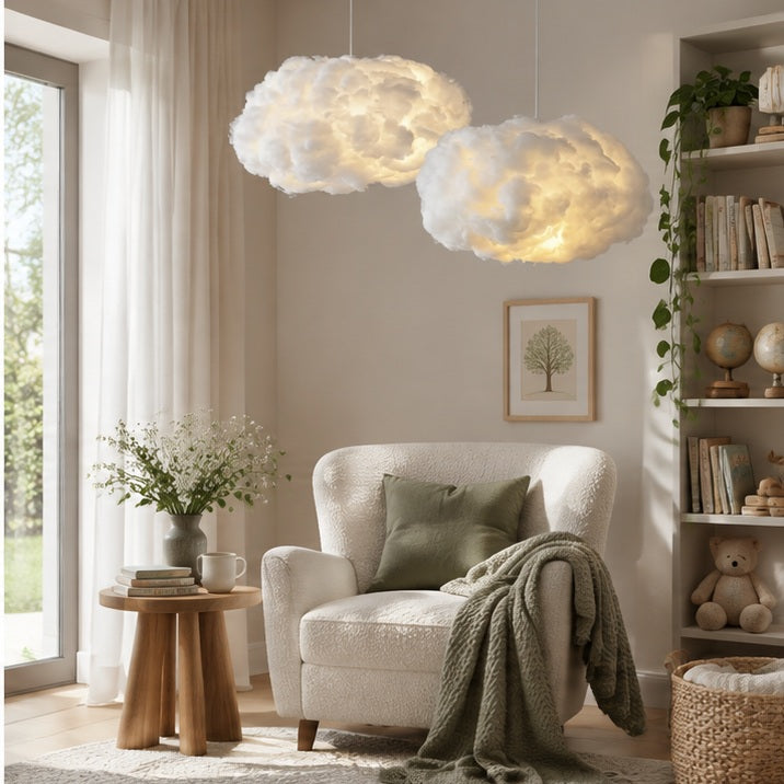 Suspension nuage en coton — salon — mise en scène illustrative 3