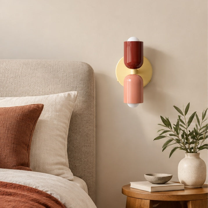 Applique cylindrique — Palette de couleurs — chambre — mise en scène illustrative 1