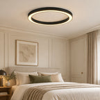 Plafonnier LED Lucande Neor, noir, Ø 60 cm, CCT, à intensité variable — chambre — mise en scène illustrative 2