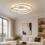 Plafonnier LED Lindby Joline, Ø 60 cm, couleur nickel, métal — salon — mise en scène illustrative 1
