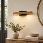 Applique murale LED Lucande Lieske, 40 cm, bois, noir — entrée — mise en scène illustrative 1