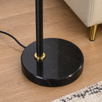 tablette — noir, doré et verre fumé, détail du socle