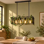 Suspension Treille 63 cm noire à quatre lumières — mise en scène illustrative 6