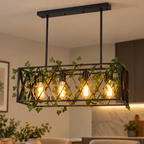 Suspension Treille 63 cm noire à quatre lumières — mise en scène illustrative 8