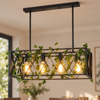 Suspension Treille 63 cm noire à quatre lumières — mise en scène illustrative 10