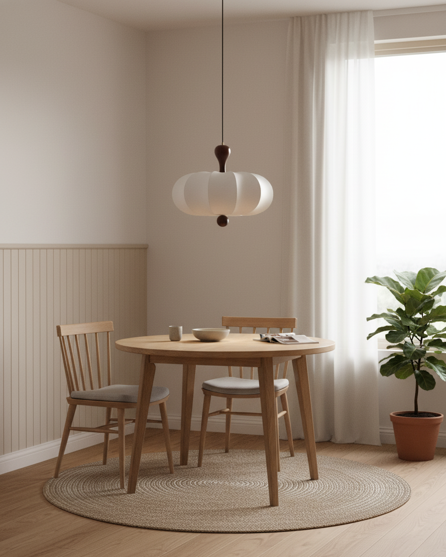 Suspension Nolune au-dessus d une table à manger lumineuse