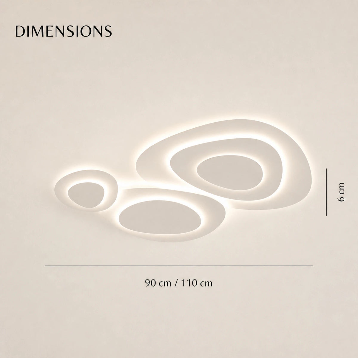 Nuvéa plafonnier nuage blanc — dimensions 90 cm ou 110 cm, épaisseur 6 cm
