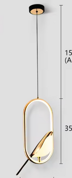 Suspension oiseau — Ovale doré