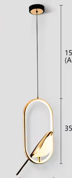 Suspension oiseau — Ovale doré